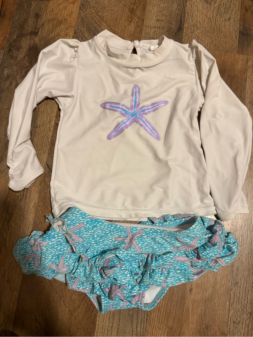 Snapperrock 18-24 months Long Sleeve Rash Guard Set with Starfish Print